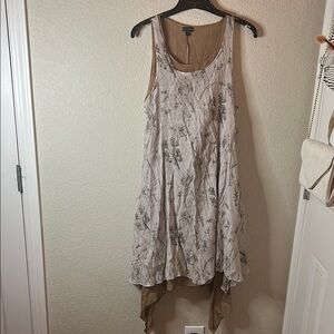 Coco + Carmen Tan and Cream Asymmetrical High-Low Sundress